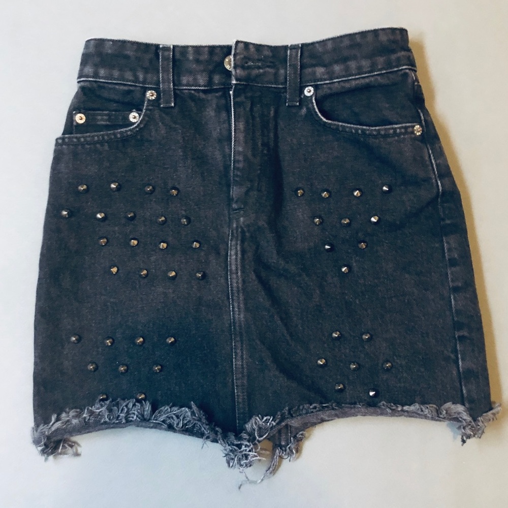 Black Denim Carmar Mini Skirt